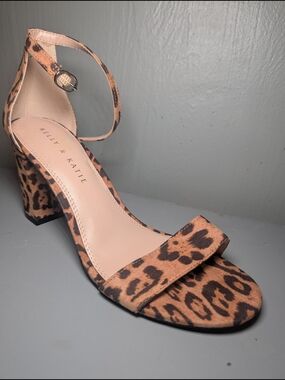 Kelly & Katie Leopard Print Ankle Strap Block Heel Sandal - Tan